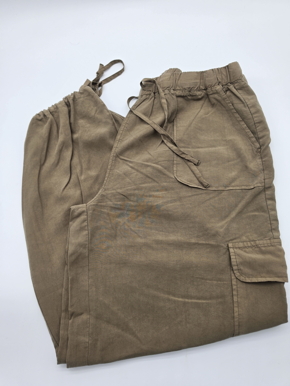 Women's  Drawstring Cargo Pants - Khaki